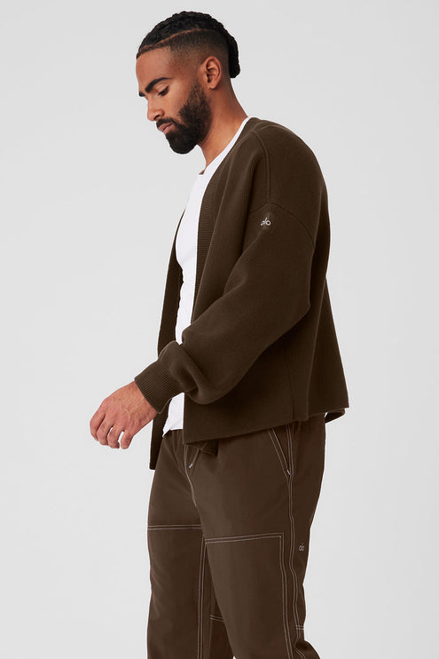 alo Men's Scholar Cardigan Sweater - Espresso