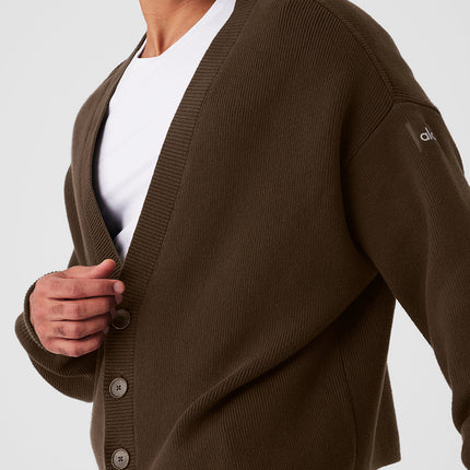 alo Men's Scholar Cardigan Sweater - Espresso