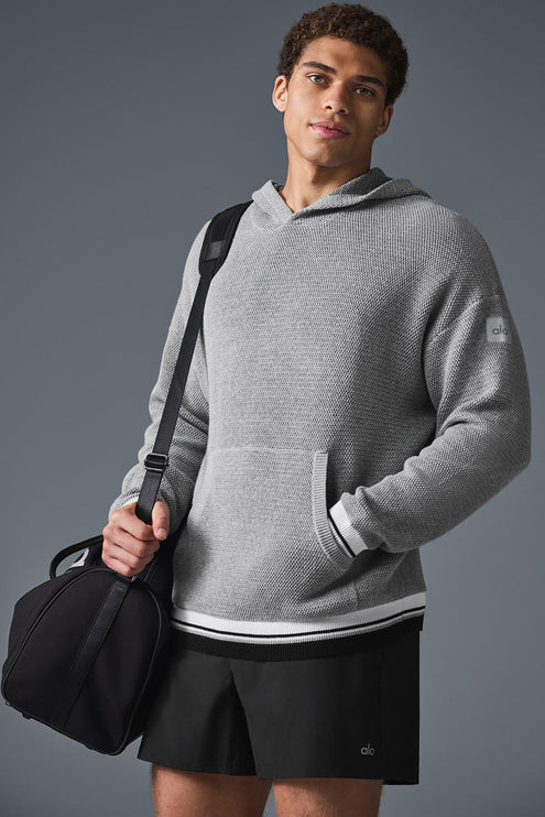 alo Men's Sports Club Sweater Knit Hoodie - Athletic Heather Grey