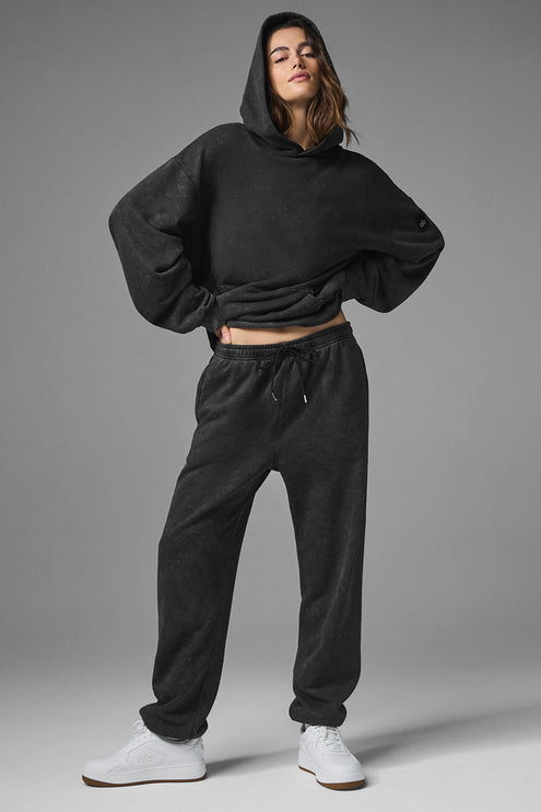 alo Women's Chill Vintage Wash Hoodie - Black Wash