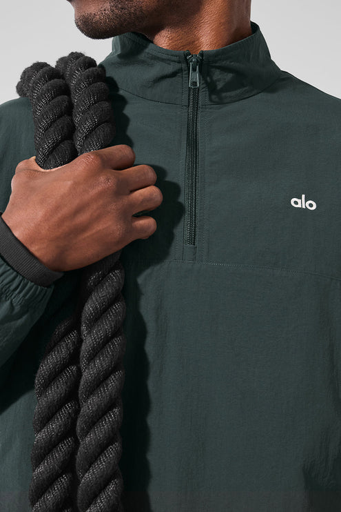 alo Men's Light Weight Takeaway Track Pullover - Charcoal Green