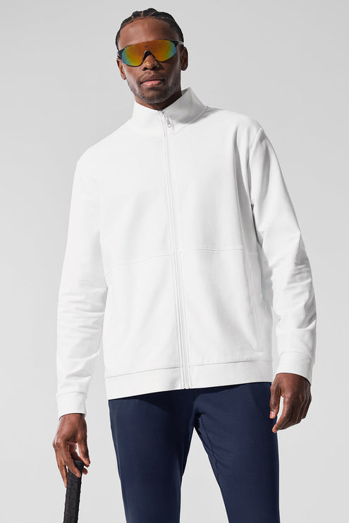 alo Men's Conquer Max Mock Neck Full Zip - White