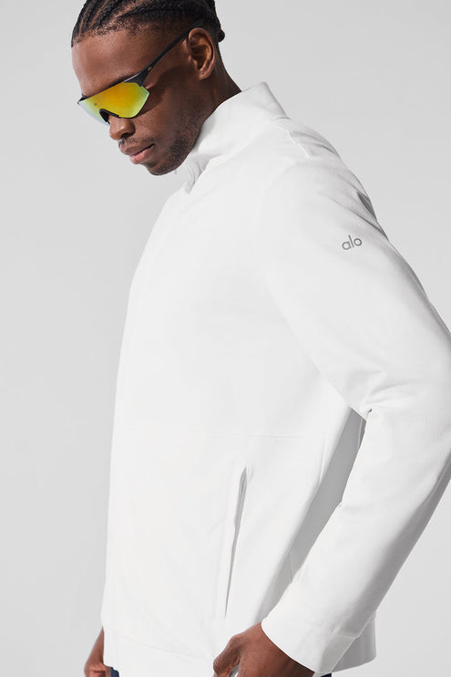 alo Men's Conquer Max Mock Neck Full Zip - White