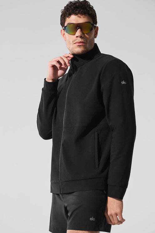alo Men's Conquer Max Mock Neck Full Zip - Black