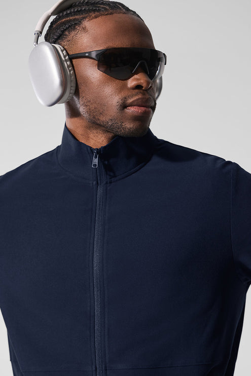 alo Men's Conquer Max Mock Neck Full Zip - Navy