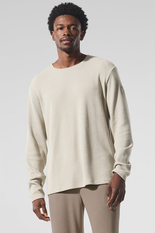 alo Men's Elevate Waffle Long Sleeve Crew - Bone