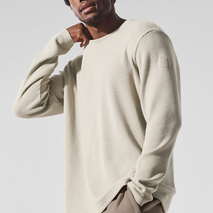 alo Men's Elevate Waffle Long Sleeve Crew - Bone