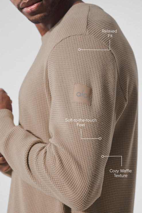 alo Men's Elevate Waffle Long Sleeve Crew - Gravel