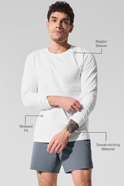 alo Men's Alo Vapor Crewneck Long Sleeve - White