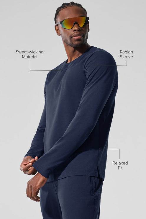 alo Men's Alo Vapor Crewneck Long Sleeve - Navy