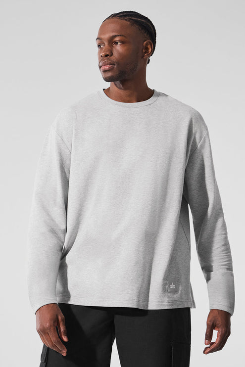 alo Men's Double Take Long Sleeve Crew - Athletic Heather Grey