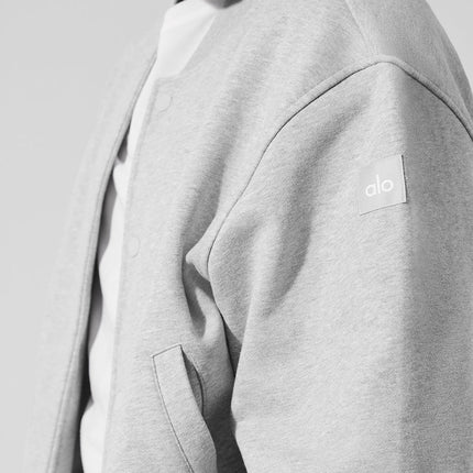 alo Men's Renown Varsity Jacket - Athletic Heather Grey