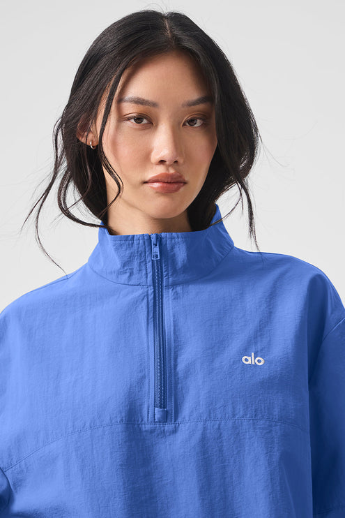 alo Women's Light Weight Takeaway Track Pullover - Marathon Blue