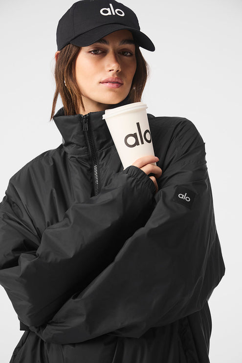 alo Women's Latitude Light Weight 1/2 Zip Pullover Jacket - Black