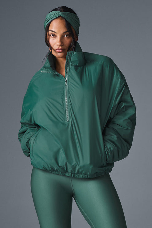 alo Women's Latitude Light Weight 1/2 Zip Pullover Jacket - Winter Ivy