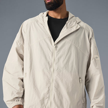 alo Men's Vantage Nylon Ripstop Track Jacket - Bone