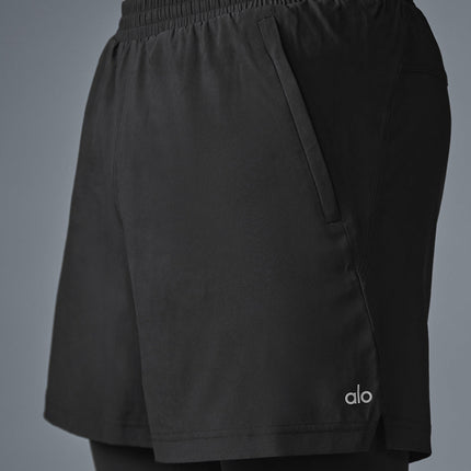 alo Men's 5" Revival 2-in-1 Pant - Black/Black