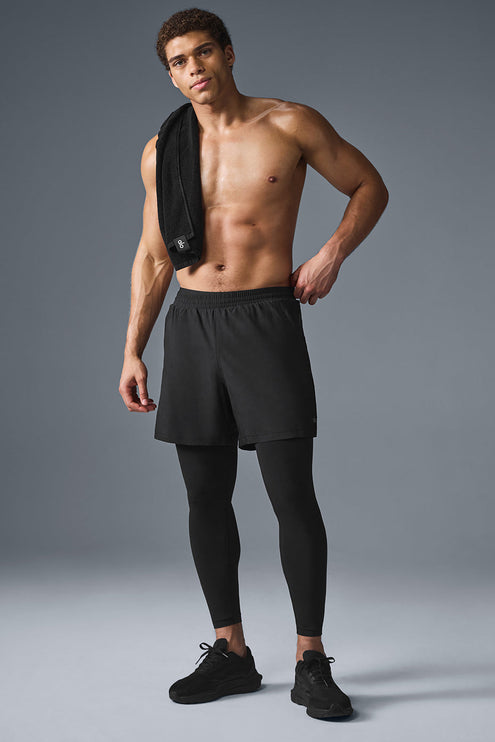 alo Men's 5" Revival 2-in-1 Pant - Black/Black