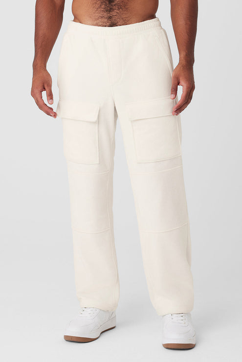 alo Men's Polar Fleece Ridge Cargo Pants - Ivory