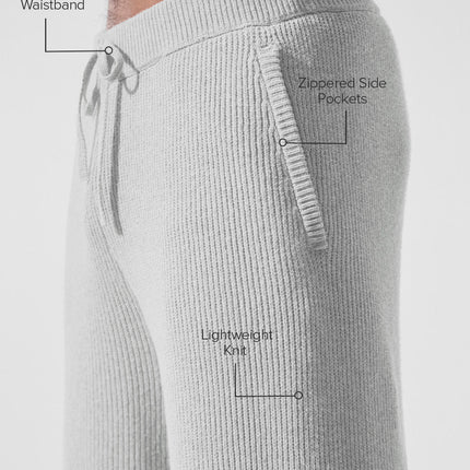 alo Men's Domain Rib Knit Sweatpant - Athletic Heather Grey