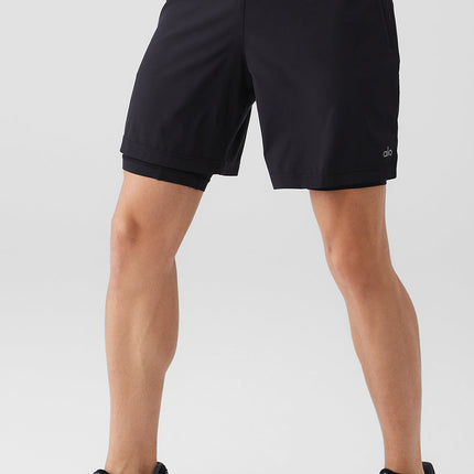 alo Men's 7" Unity 2-In-1 Short - Black/Black