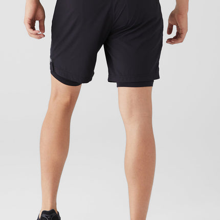 alo Men's 7" Unity 2-In-1 Short - Black/Black