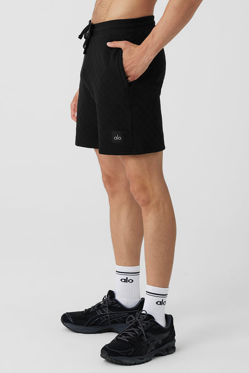 alo Men's Quilted Stadium Short - Black
