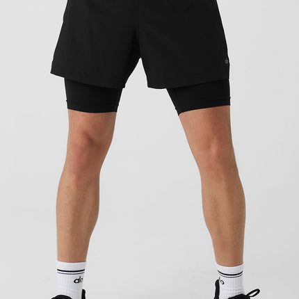 alo Men's 5" Revival 2-In-1 Short - Black/Black