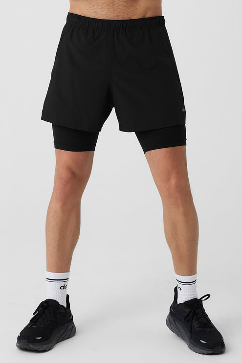 alo Men's 5" Revival 2-In-1 Short - Black/Black