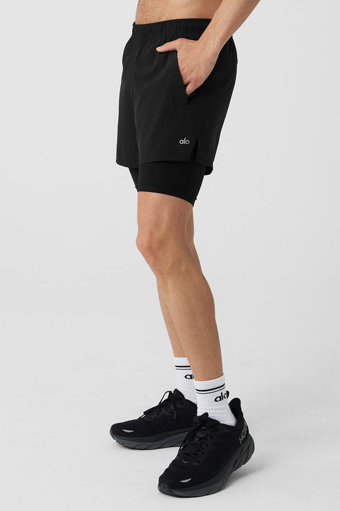 alo Men's 5" Revival 2-In-1 Short - Black/Black