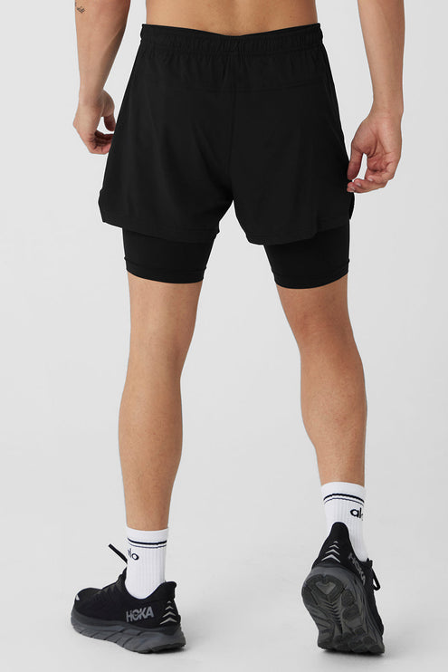 alo Men's 5" Revival 2-In-1 Short - Black/Black