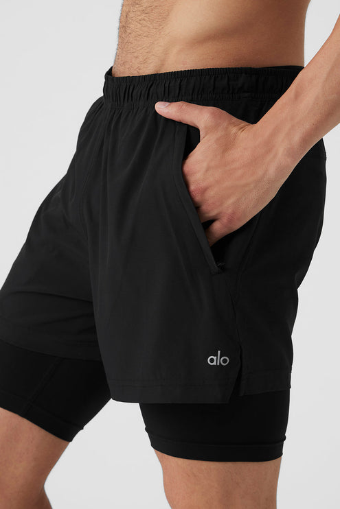 alo Men's 5" Revival 2-In-1 Short - Black/Black