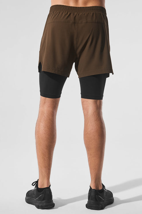 alo Men's 5" Revival 2-in-1 Short - Espresso/Black