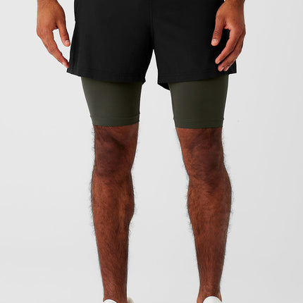 alo Men's 5" Revival 2-in-1 Short - Black/Stealth Green