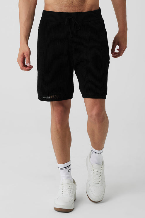 alo Men's Open-Knit Short - Black