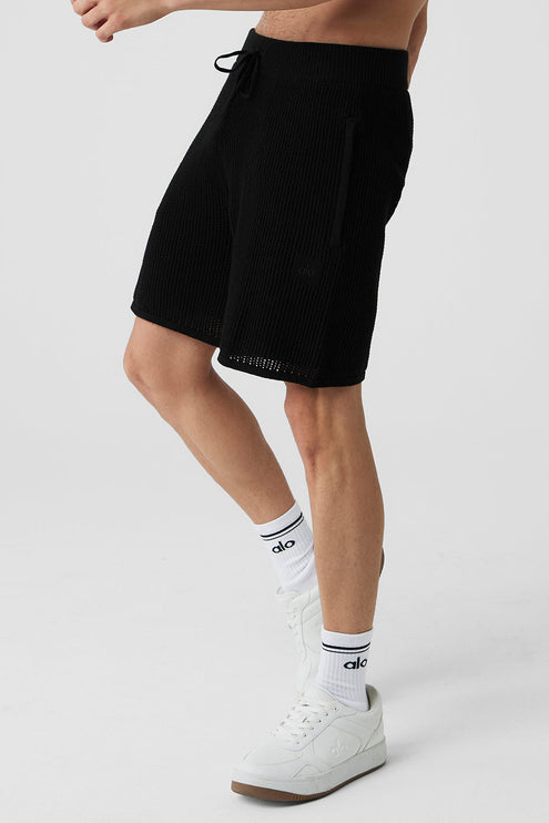 alo Men's Open-Knit Short - Black