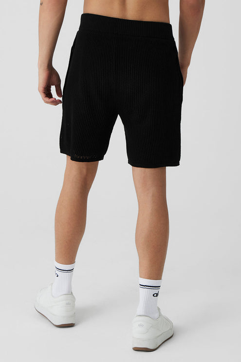alo Men's Open-Knit Short - Black