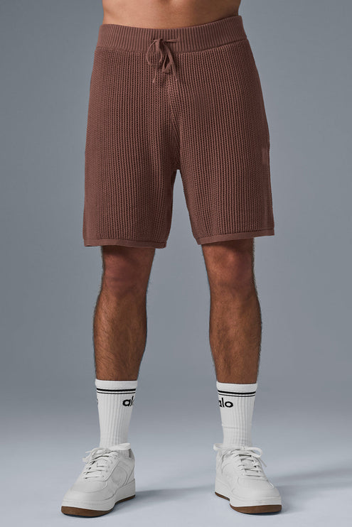 alo Men's Open-Knit Short - Chestnut
