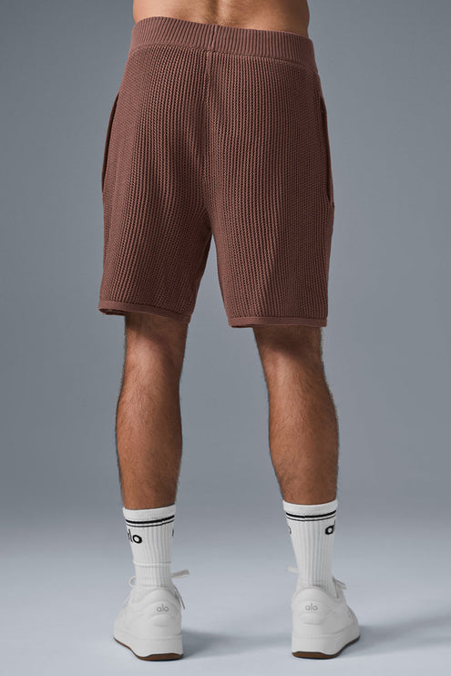 alo Men's Open-Knit Short - Chestnut