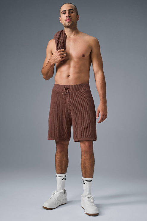 alo Men's Open-Knit Short - Chestnut