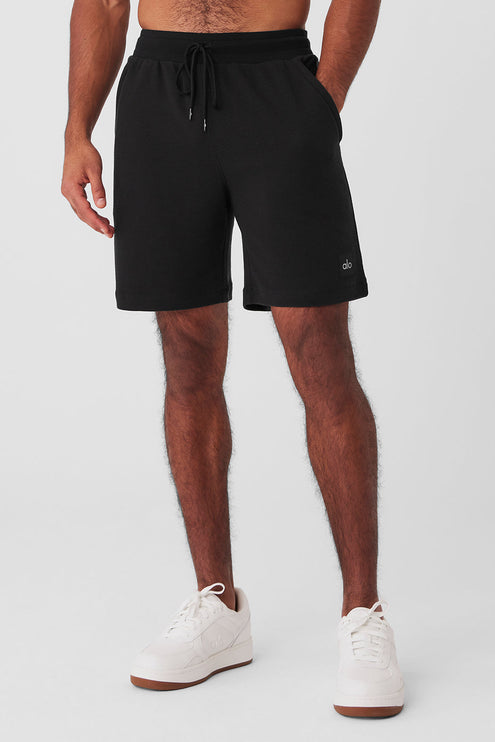 alo Men's 7" Micro Waffle Fast Break Short - Black