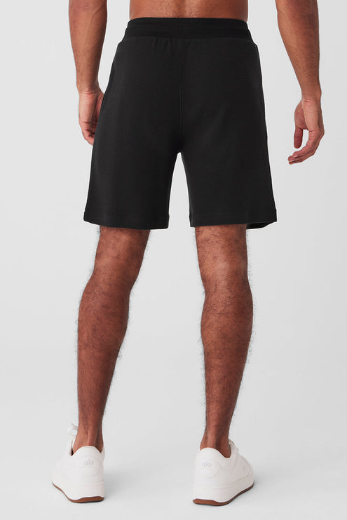 alo Men's 7" Micro Waffle Fast Break Short - Black