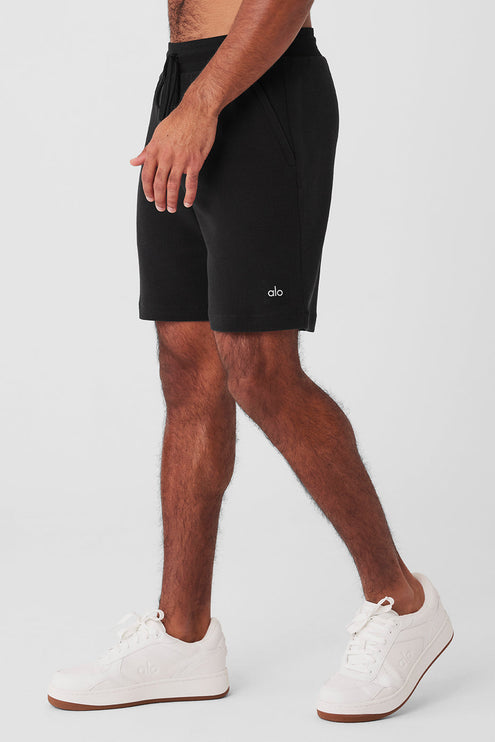 alo Men's 7" Micro Waffle Fast Break Short - Black