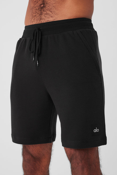 alo Men's 7" Micro Waffle Fast Break Short - Black