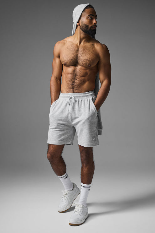 alo Men's 7" Micro Waffle Fast Break Short - Athletic Heather Grey