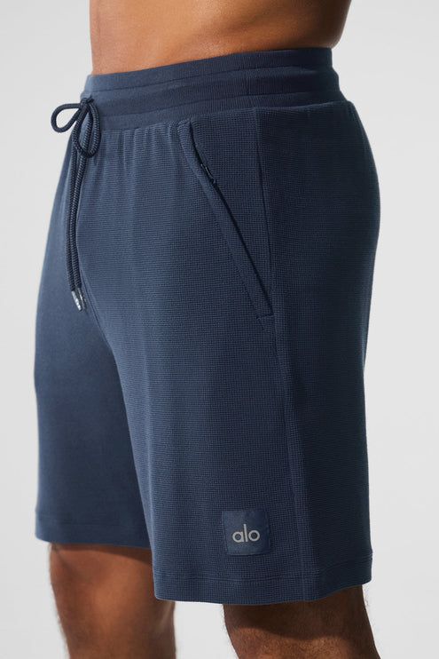 alo Men's 7" Micro Waffle Fast Break Short - Navy