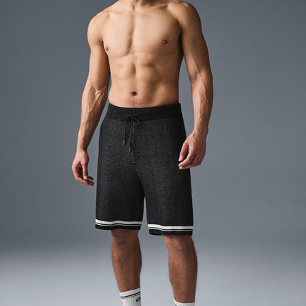 alo Men's 7" Sports Club Sweater Knit Basketball Short - Black