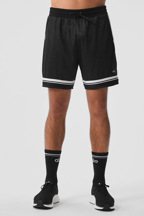 alo Men's 7" Key Mesh Basketball Short - Black