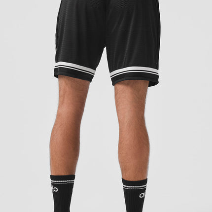 alo Men's 7" Key Mesh Basketball Short - Black
