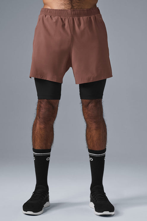 alo Men's 5" Revival 2-In-1 Short - Chestnut/Black
